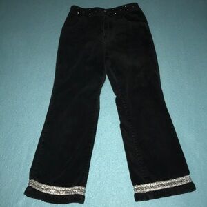 CIRCO black velvet feel cords embellished silver trim and rhinestone size 6